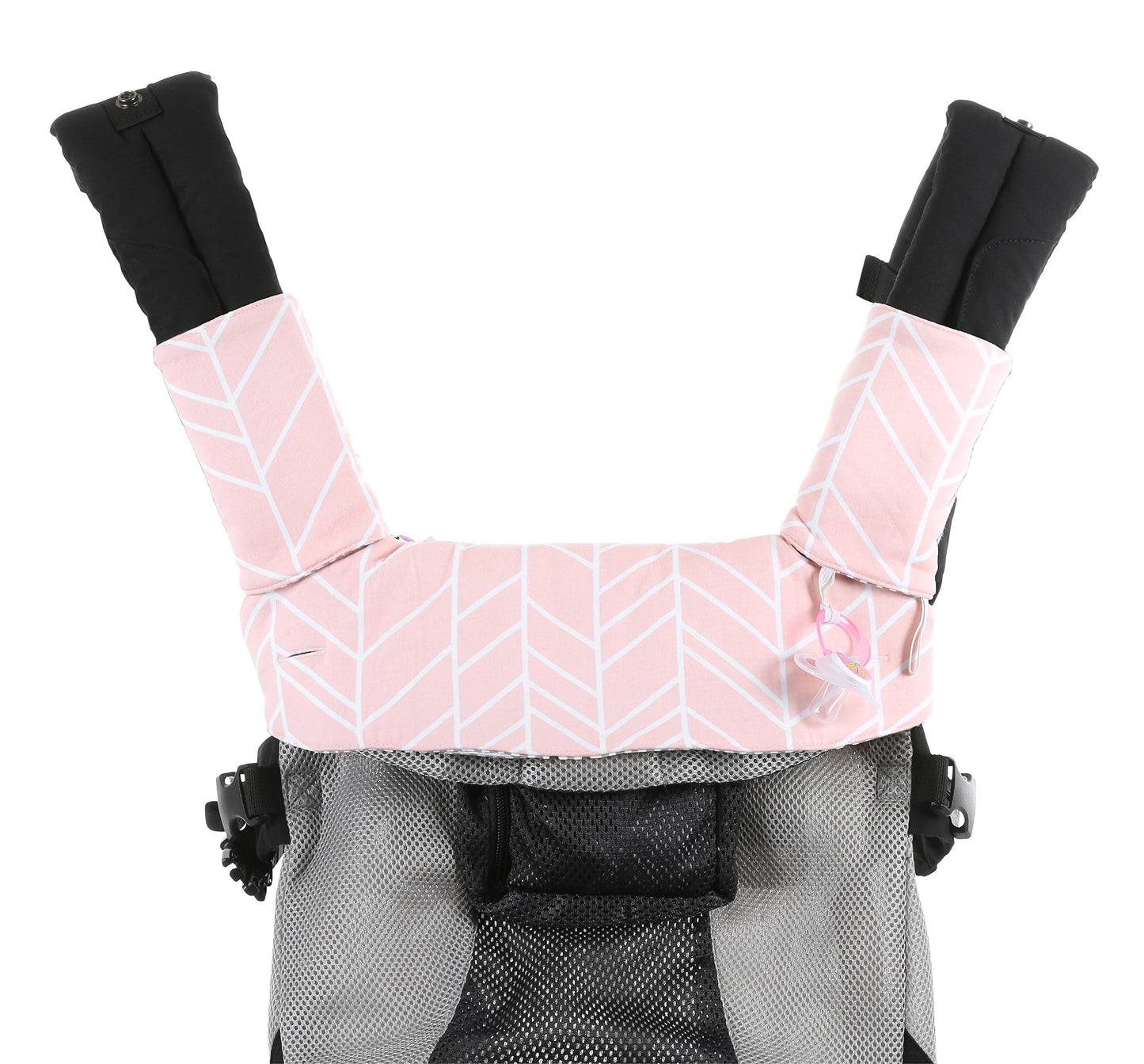 enhanced Drool and Teething Reversible Cotton Pad | Fits Ergobaby Four Position 360 + Most Baby Carrier | Pink Herringbone Design | Hypoallergenic | Great Baby Girl Shower Gift by Mila Millie