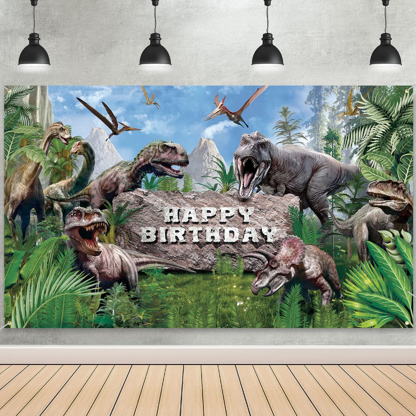 Tatuo Dinosaur Photo Backdrop Dino Theme Banner 72.8 x 43.3 Inch Dinosaur Photography Background Happy Birthday Background for D
