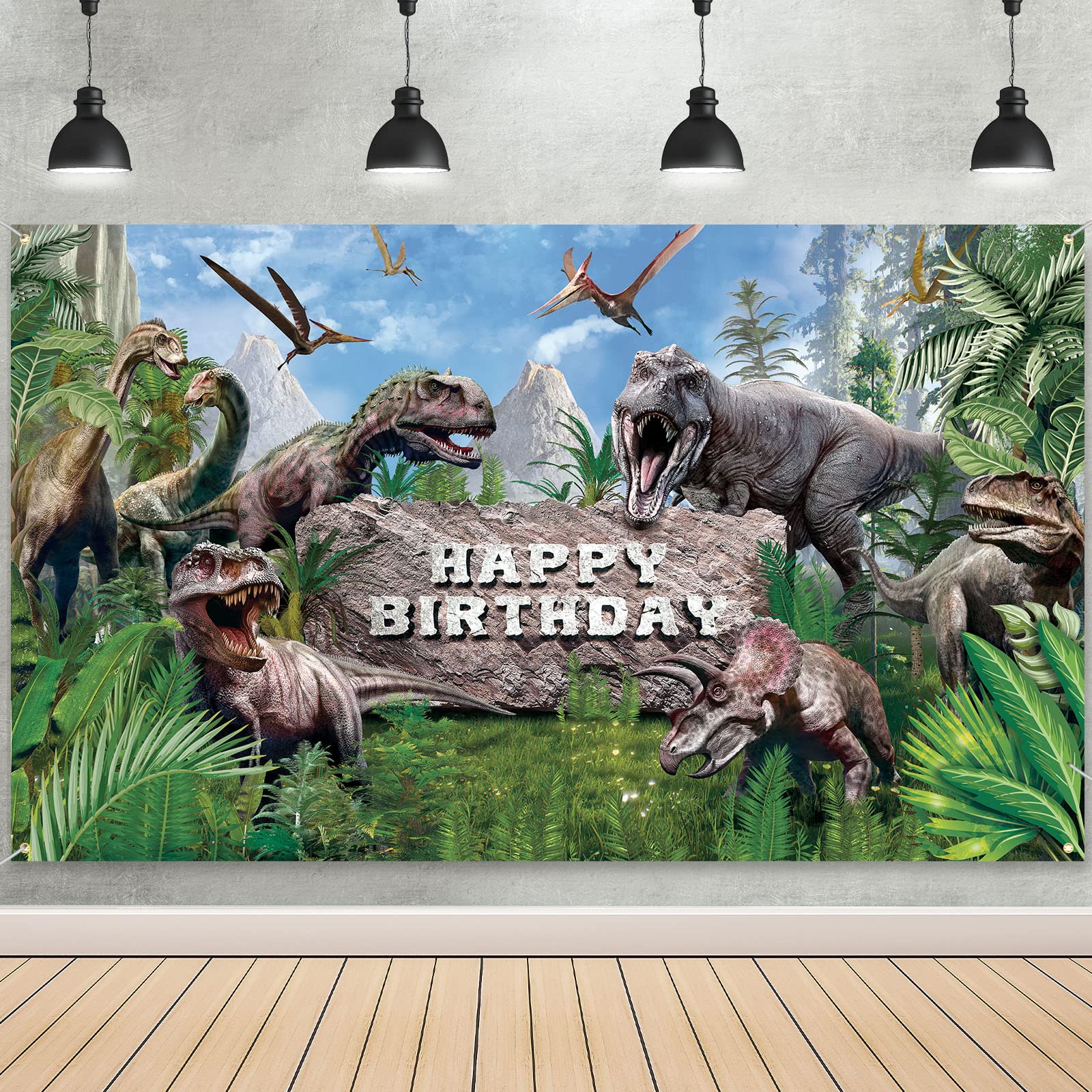 Tatuo Dinosaur Photo Backdrop Dino Theme Banner 72.8 x 43.3 Inch Dinosaur Photography Background Happy Birthday Background for D