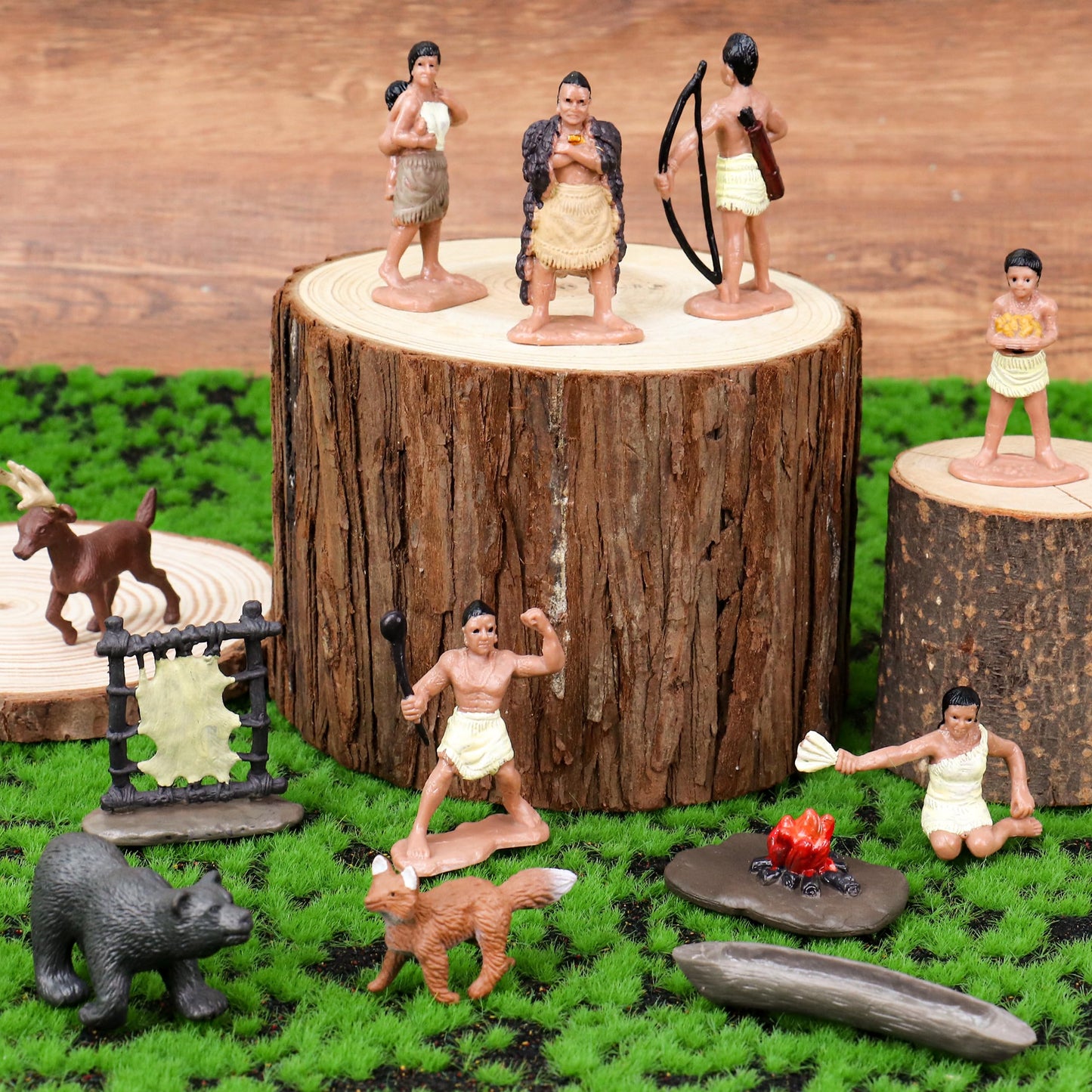 Powhatan Indians, Powhatan Native American Figurines Set, Figurine Includes Powhatan Indian Figurines, Chief, Campfire, Trees, F