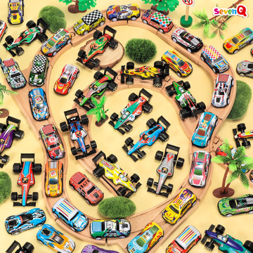SevenQ Party Favors Toy Cars for Boys with Storage Box, 67Pcs Pull Back Cars F1 Race Cars Bulk, Treasure Box Toys for Classroom