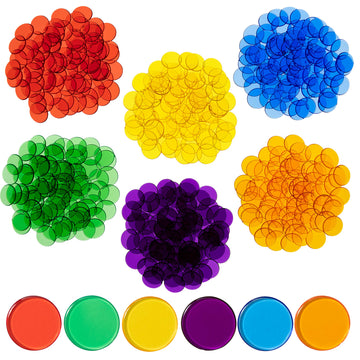 Edxeducation Transparent Counters - Set Of 500 - Counters For Kids Math - Assorted Colors - 3/4 In - Counting, Sorting, Light Pa