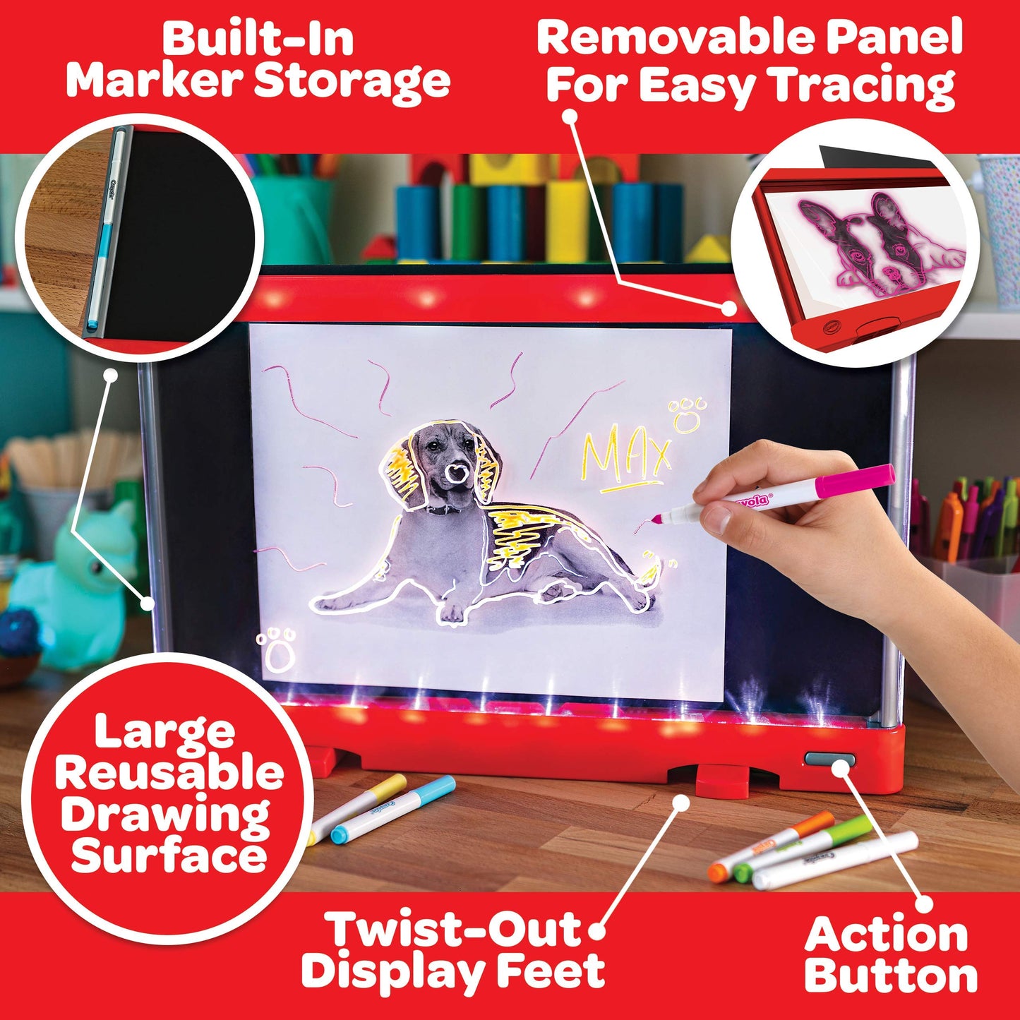 Crayola Ultimate Light Board (Red), Kids Light-Up Tracing Pad, Kids Toys, Gift For Boys & Girls, Drawing Light Box, Ages 6+ [Amazon Exclusive]