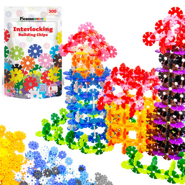 Picassotiles Construction Building Chips Block 300 Piece Set Interlocking Plastic Disc Stem Learning Toy Creative Education Chil