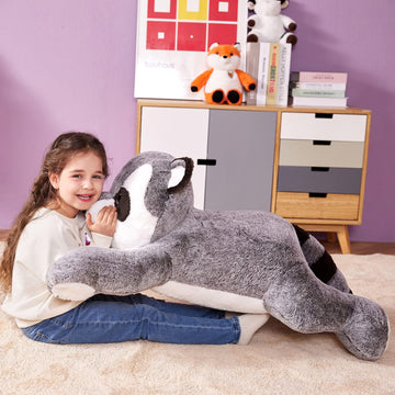 Ikasa Giant Raccoon Stuffed Animal Plush Toy,Large Racoon 30' Cute Jumbo Soft Toys,Huge Big Size Plushy Fluffy Fat Oversized Plushie,Gifts For Kids