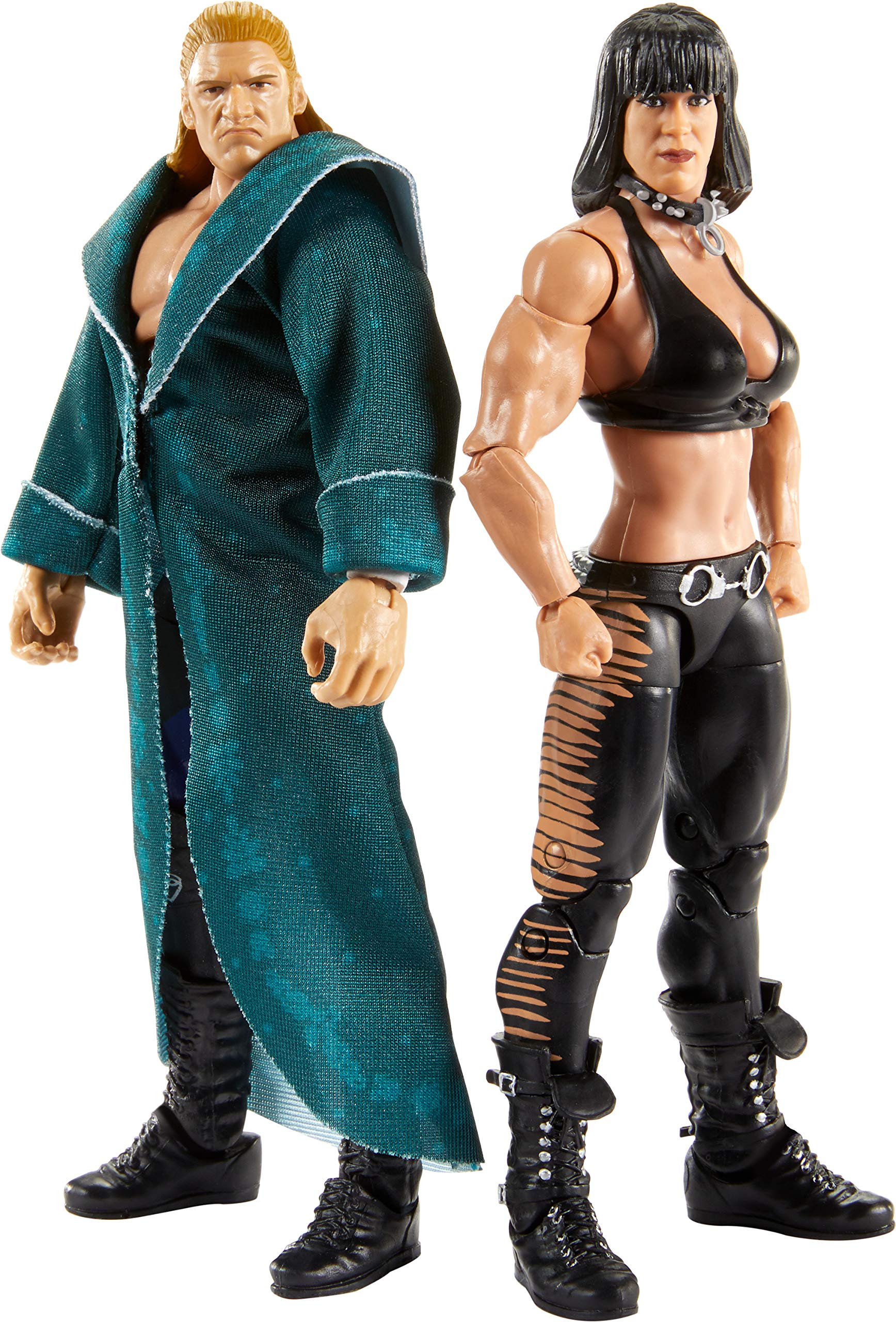 WWE advanced Collection 2-Pack: Triple H & Chyna 6-in Action Figures with 2 Sets of Swappable Hands & Superstar Accessories; Ages 8 Years Old & Up