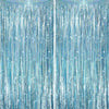 Voircoloria 2 Pack Laser Light Blue Foil Fringe Curtains, Tinsel Streamers Birthday Party Decorations, Fringe Backdrop for Kids 