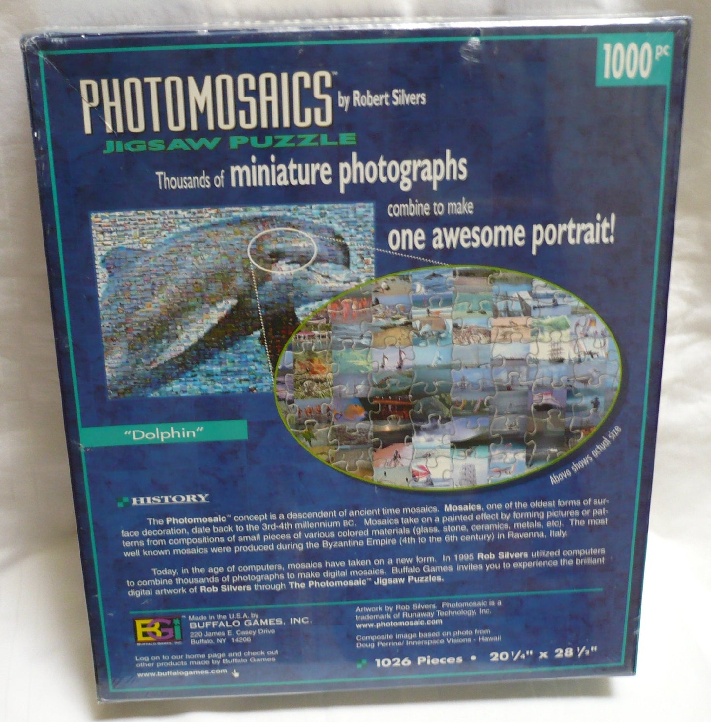 American Puzzles Photomosaic Dolphin Jigsaw Puzzle - 1000 Pieces, Cardboard Construction, Fun for All Ages