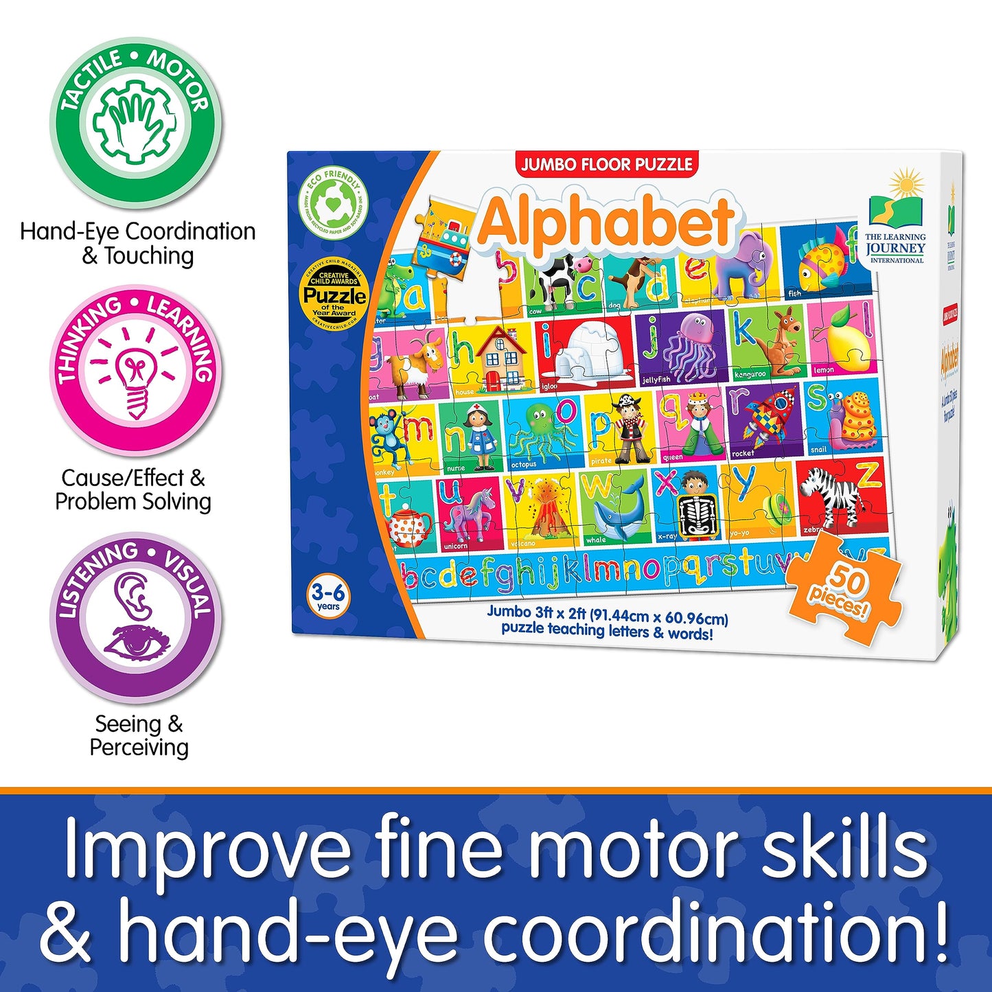 The Learning Journey: Jumbo Floor Puzzles - Alphabet - Extra Large Puzzle Measures 3 Ft By 2 Ft - Preschool Toys & Gifts For Boys & Girls Ages 3 And Up (436318)