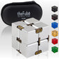 Pilpoc Thefube Infinity Cube Fidget Desk Toy - Aluminum Infinite Magic Cube With Case, Sturdy, Heavy, Relieve Stress And Anxiety, For Add, Adhd, Ocd (Silver)