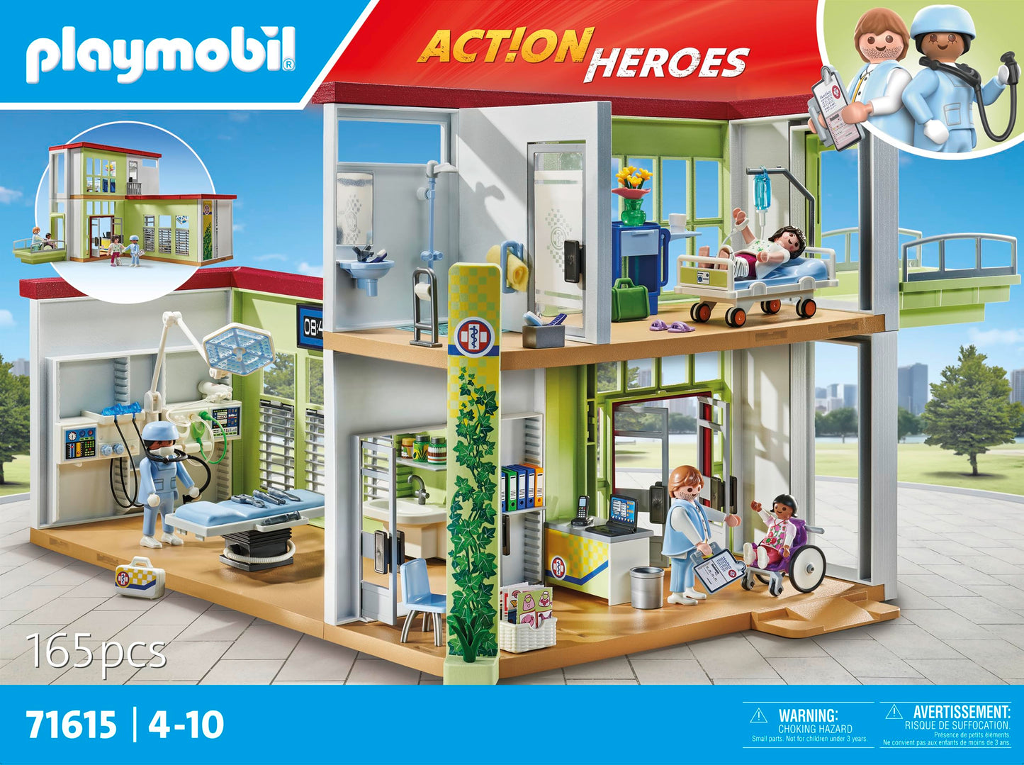 Playmobil Action Heroes 71615 New Hospital With Medical Equipment Made From More Than 80% Recycled And Bio-Based Materials, Deta