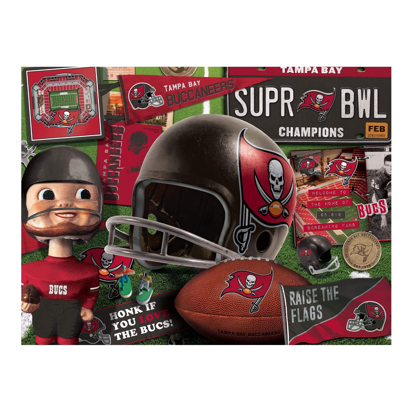 YouTheFan NFL Tampa Bay Buccaneers 500-Piece Retro Series Puzzle - Team Colors, One Size, Cardboard