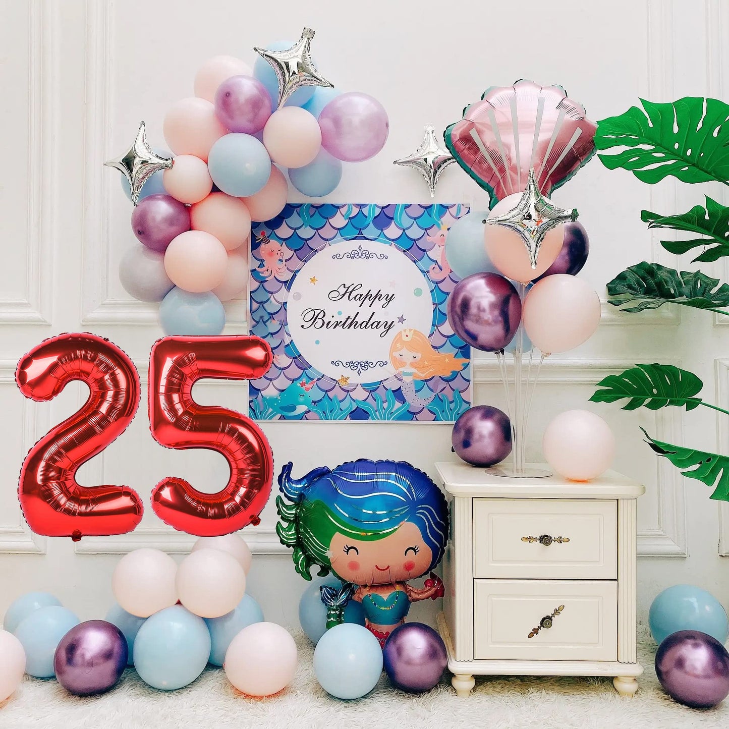 Smlpuame 40 Inch Number Balloon 0-9 Red Large Number 25 Balloons,Digital Balloons For Birthday Party Celebration Decorations Sup