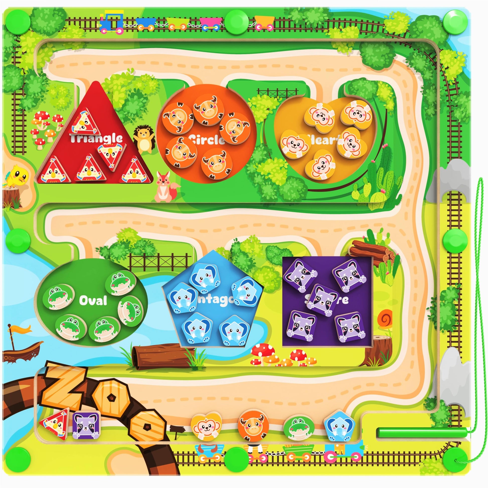Dukvsg Magnetic Color & Shape Maze, Montessori Wooden Color Shape Matching Puzzle Board - Educational Learning Toys, Toddler Fin