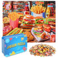 LELEMON Hamburger Jigsaw Puzzles in a Metal Box 100 Pieces Hamburger Fried Chicken French Fries Jigsaw Puzzle for Kids Ages 4-8 