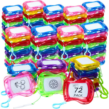 72 Pieces Mini Magnetic Drawing Board for Kids, Backpack Keychain Clip Drawing Boards Erasable Doodle Board Sketch Pad for Kids 
