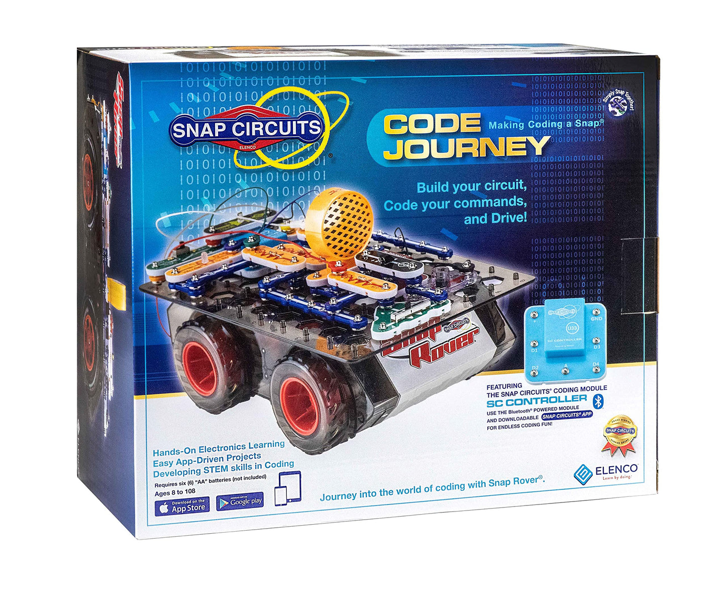 Snap Circuits Code Journey, Build Your Circuit, Code Your Commands, And Drive, Bluetooth Controlled, Stem Building Toy For Ages 8 To 108