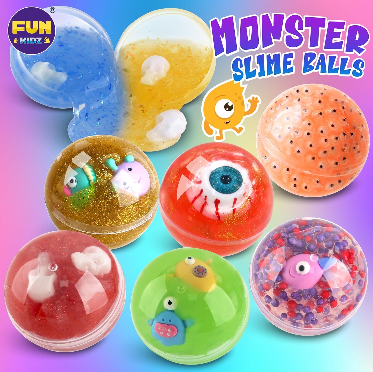 Cute Toy Monster Slime Kit For Girls Ages 6-12, Funkidz Glow In Dark Slime Making Kit For Kids Make Soft Slime Balls With Photochromic Powder Kid Ideal Party Gifts