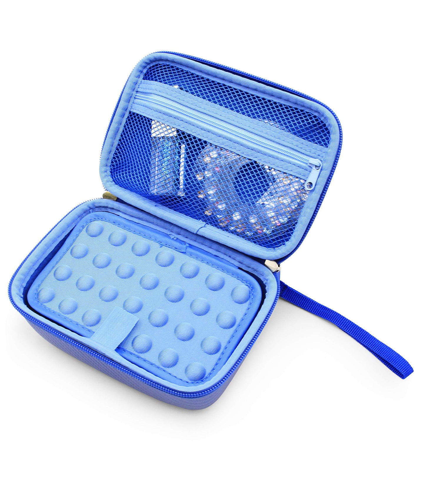 CASEMATIX Blue Travel Case for Hair Jewel Kits and Nail Glam Accessories - CASE ONLY for Diamond Applicator Set and Hair Gems
