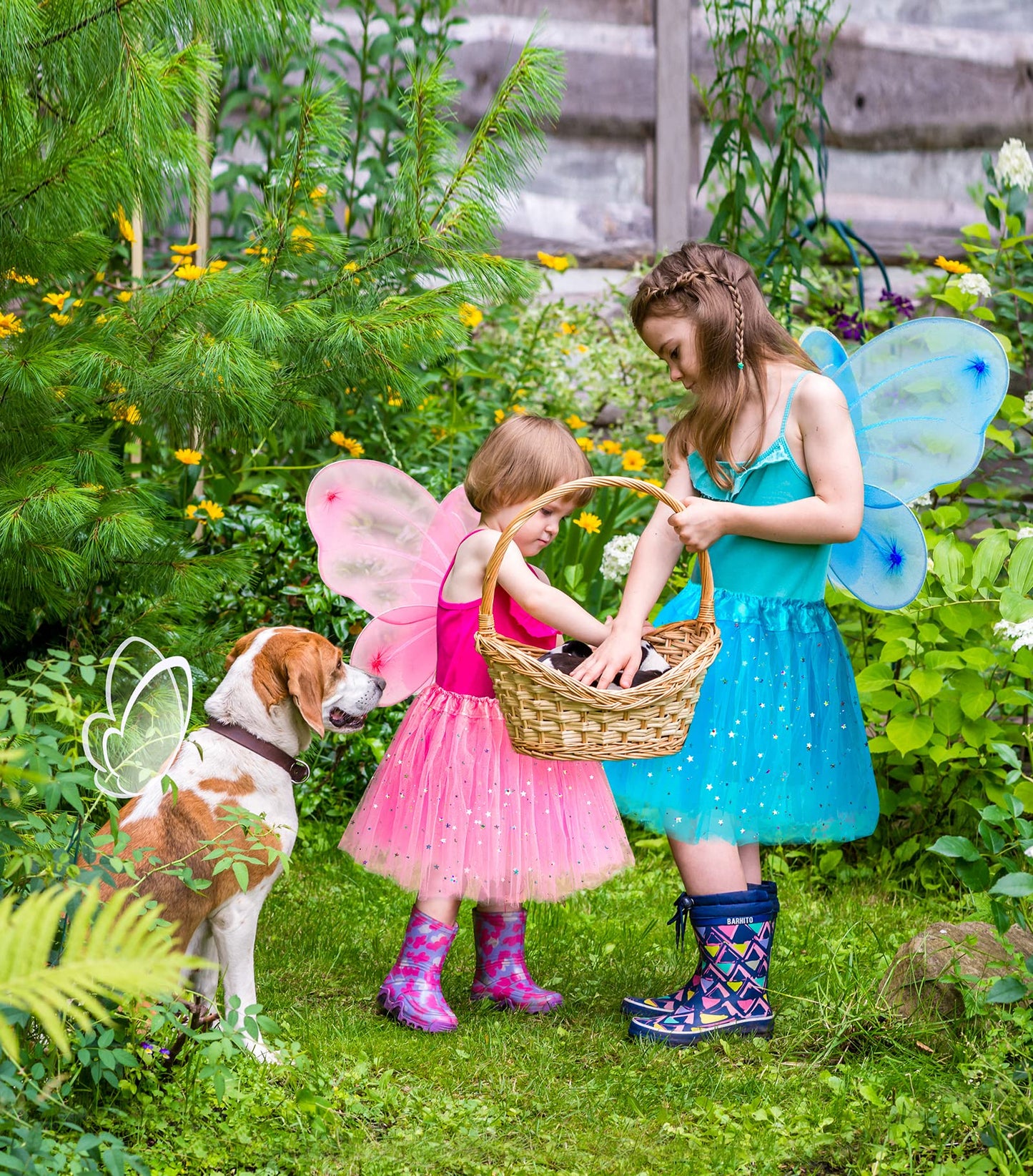 Princess Dresses For Girls Fairy Wings, Bibuty Dress Up Clothes Pretend Play Costumes Trunk With 3 Sets Of Princess Dress Up Shoes, Glitter Girls Tutu Skirts And Butterfly Wings, Toys For 3-6 Yr Girls