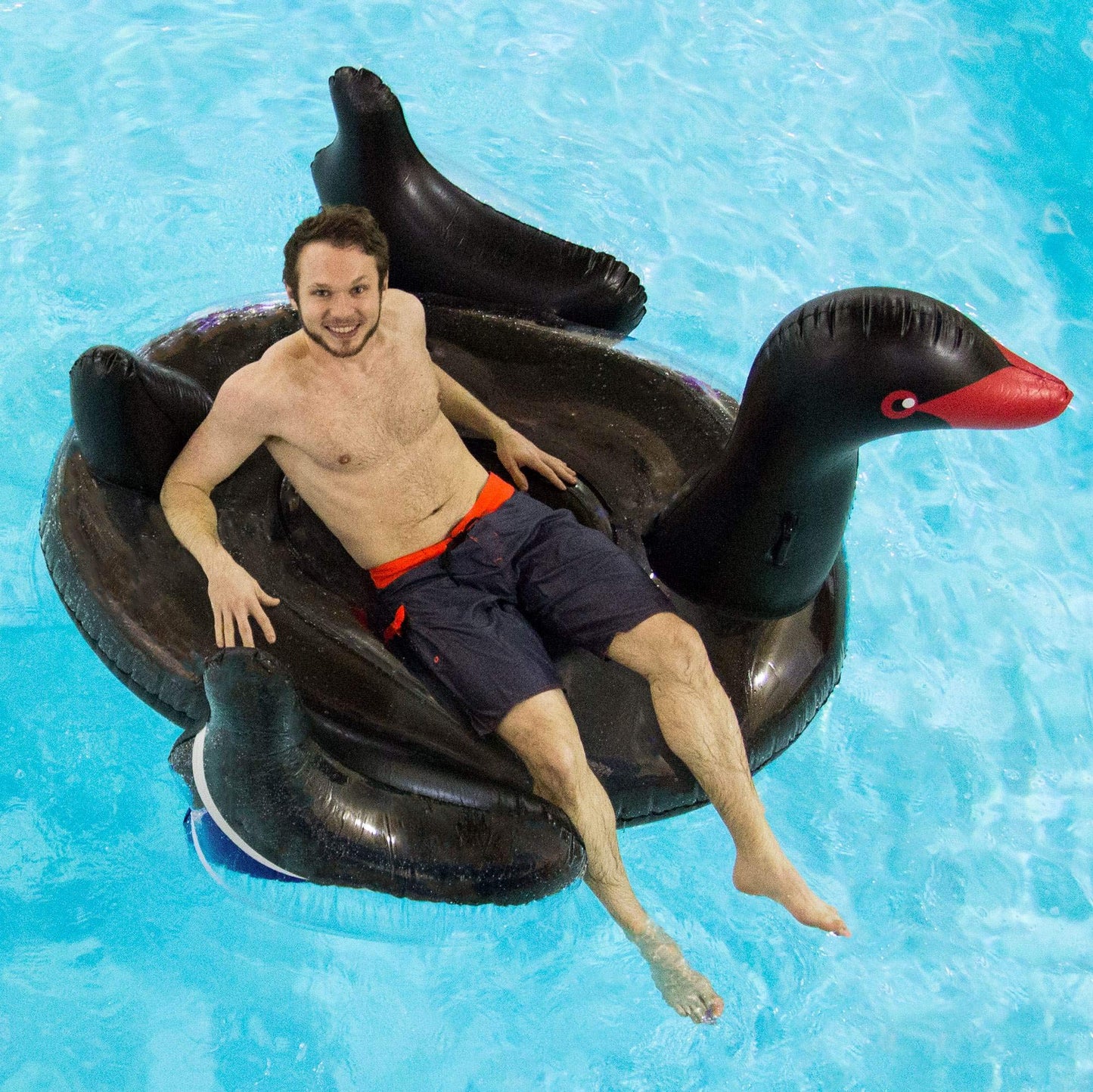 Swimline 90628 Giant Black Swan Inflatable Ride-On Pool Float Large