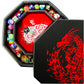 Fantasydice RED Fire Dragon with Wizard Book Print Dice Tray 8'' Octagon with Lid and Dice Staging Area- Holds 5 Sets(7 Dice Set