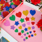 300 PCS Valentines Stickers, Foam Heart Stickers, Glitter Valentine Decor, Self-Adhesive Star Heart Stickers for Kids in Purple