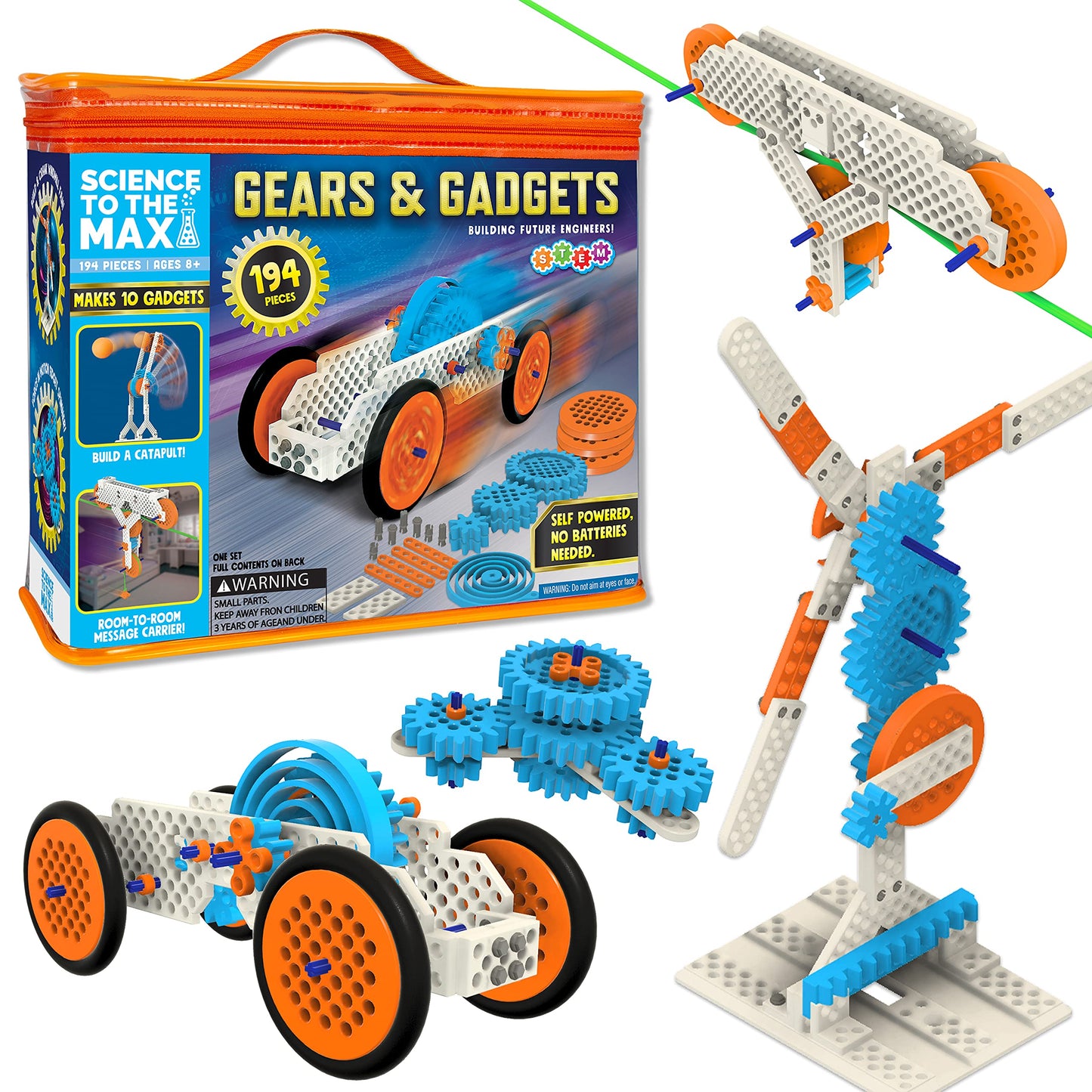 Gears & Gadgets 194Pc Kids Building Toys - Build Large & Small Robotic Projects - Stem Toys For Kids Education - Construction Bu