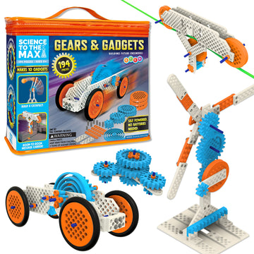 Gears & Gadgets 194Pc Kids Building Toys - Build Large & Small Robotic Projects - Stem Toys For Kids Education - Construction Bu