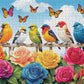 Cross & Glory - Birds And Blossoms - 1000 Piece Jigsaw Puzzle For Adults | Colorful Rose Garden Gala With Vibrant Birds & Roses