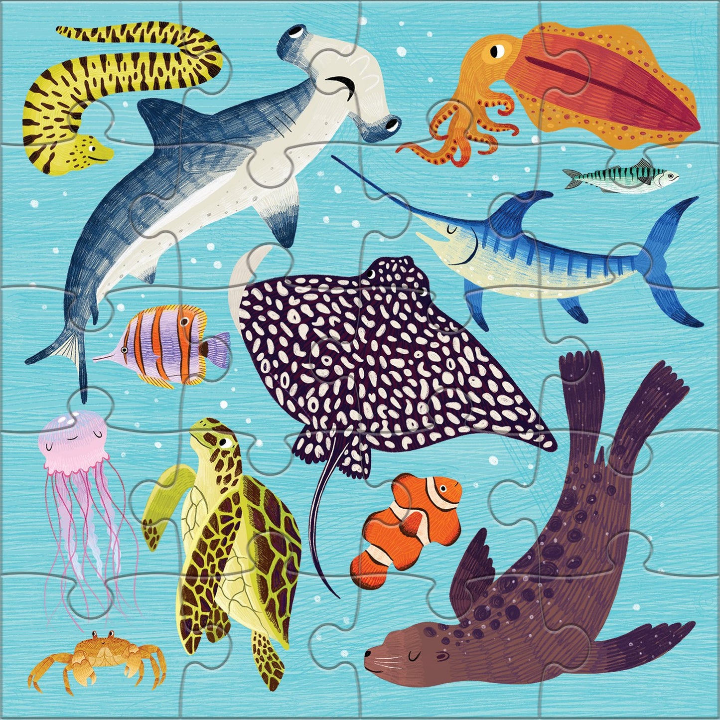 Mudpuppy Land & Sea Animals Magnetic Jigsaw Puzzle, Great For Kids Ages 4+, 2 Magnetic Puzzles, 20 Pieces Each, 6.5    X 6.5   ,