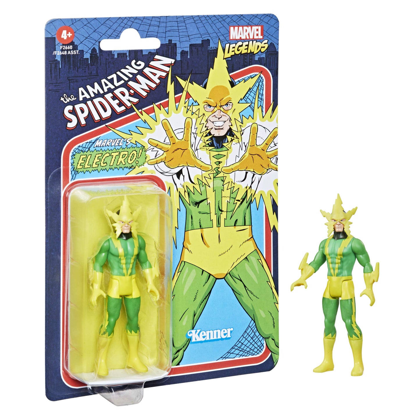 Marvel Legends 3.75-inch Electro Action Figure Toy - Green/Yellow, Plastic, Model F2660