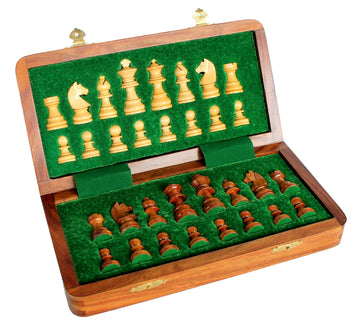 Stonkraft 12 X 12  Collectible Foldable Wooden Chess Game Board Set With Magnetic Crafted Premium Wood Pieces (12 Inch X 12 Inch
