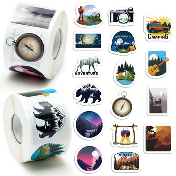 Beyumi 1000Pcs Outdoor Adventure Stickers Camping Hiking Travel Stickers Waterproof Wilderness Nature Decals For Laptop Water Bottle Phone Skateboard Guitar Bike Car Kids Teens Camper Party Decor