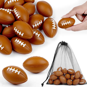Aodaer 24 Pack Mini Football Stress Balls With Drawstring Mesh Bag Fidget Toys For Adults Soft Foam Balls For Sports Party Favor