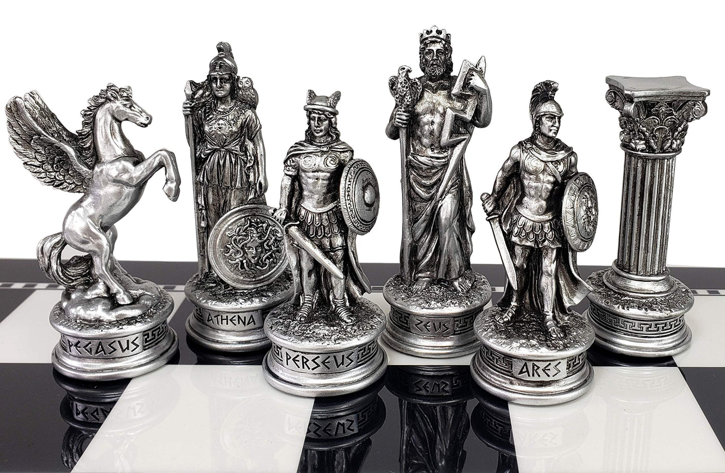 Greek Mythology Olympus Gods Zeus Vs Poseidon Set Of Chess Men Pieces Bronze And Pewter Color - No Board