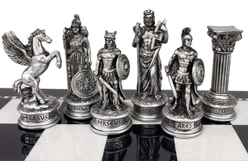 Greek Mythology Olympus Gods Zeus Vs Poseidon Set Of Chess Men Pieces Bronze And Pewter Color - No Board