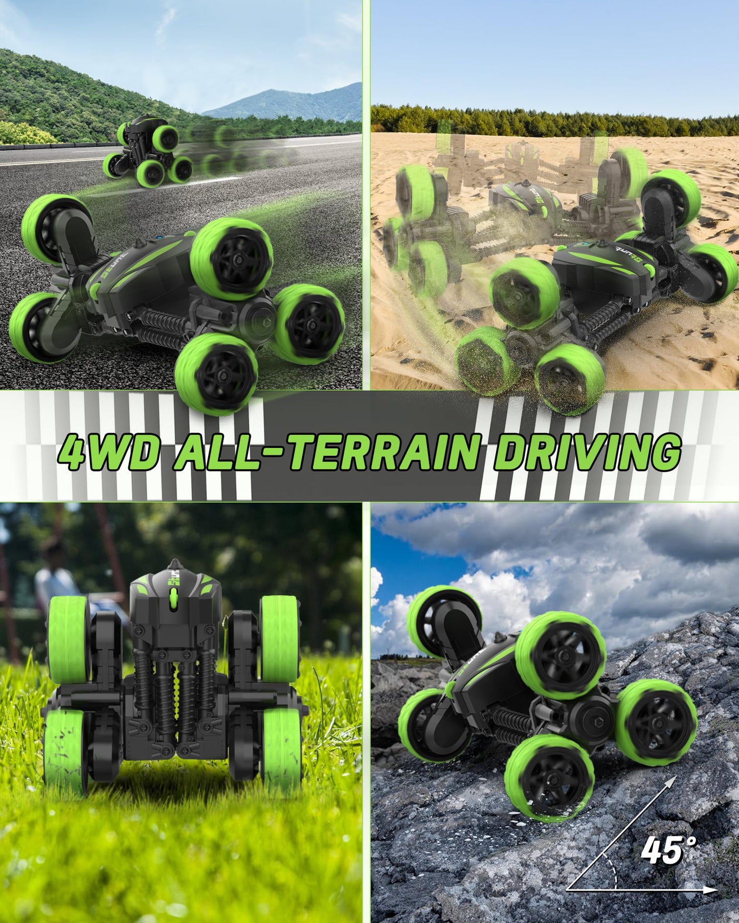 iappadore RC Car Toy, Transform Remote Control Stunt Cars, Features Extend & Retract, 360-degree Rotations, Forward Backward, 4W