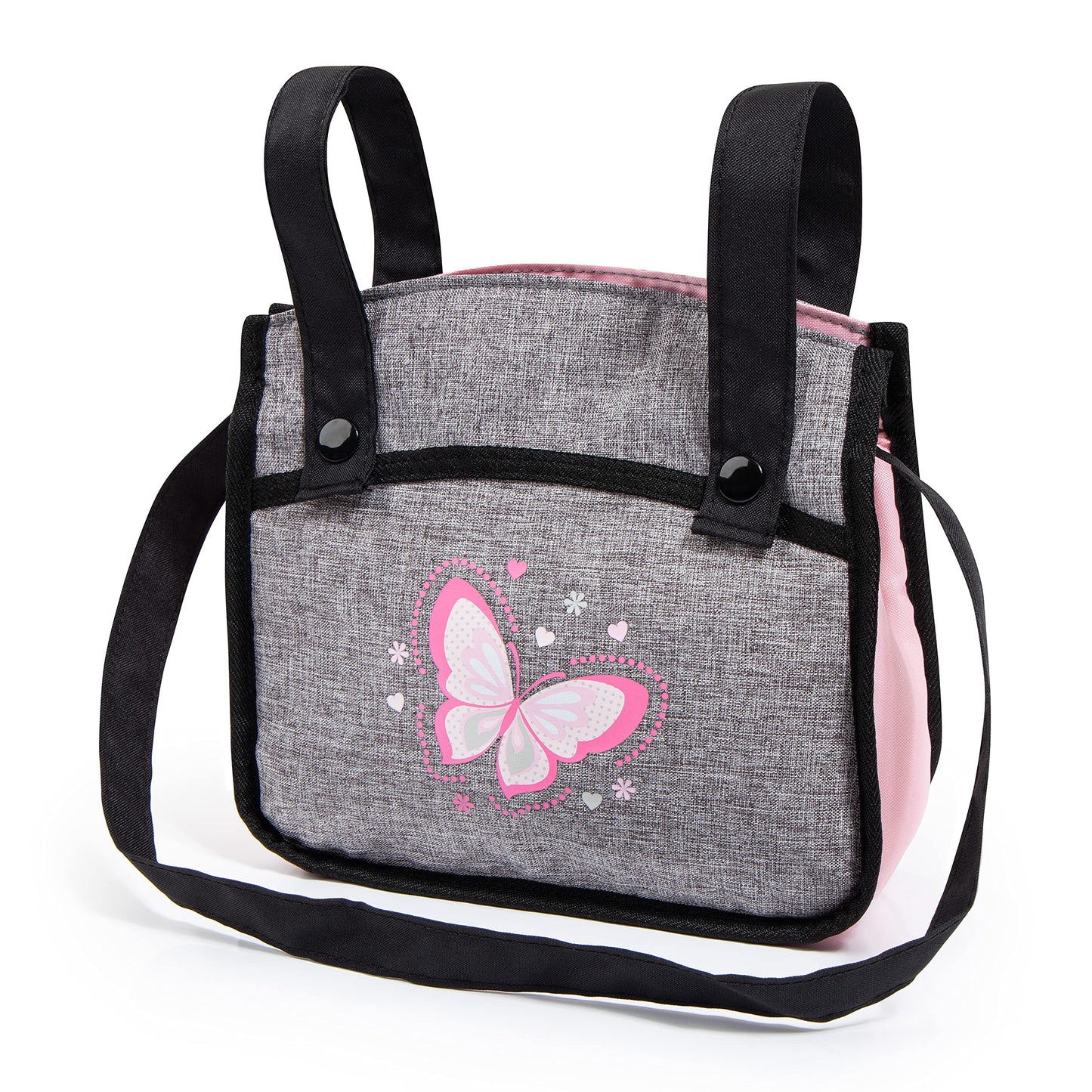 Bayer Twin Doll Pram Neo, Grey, Pink With Butterfly, Jean Look