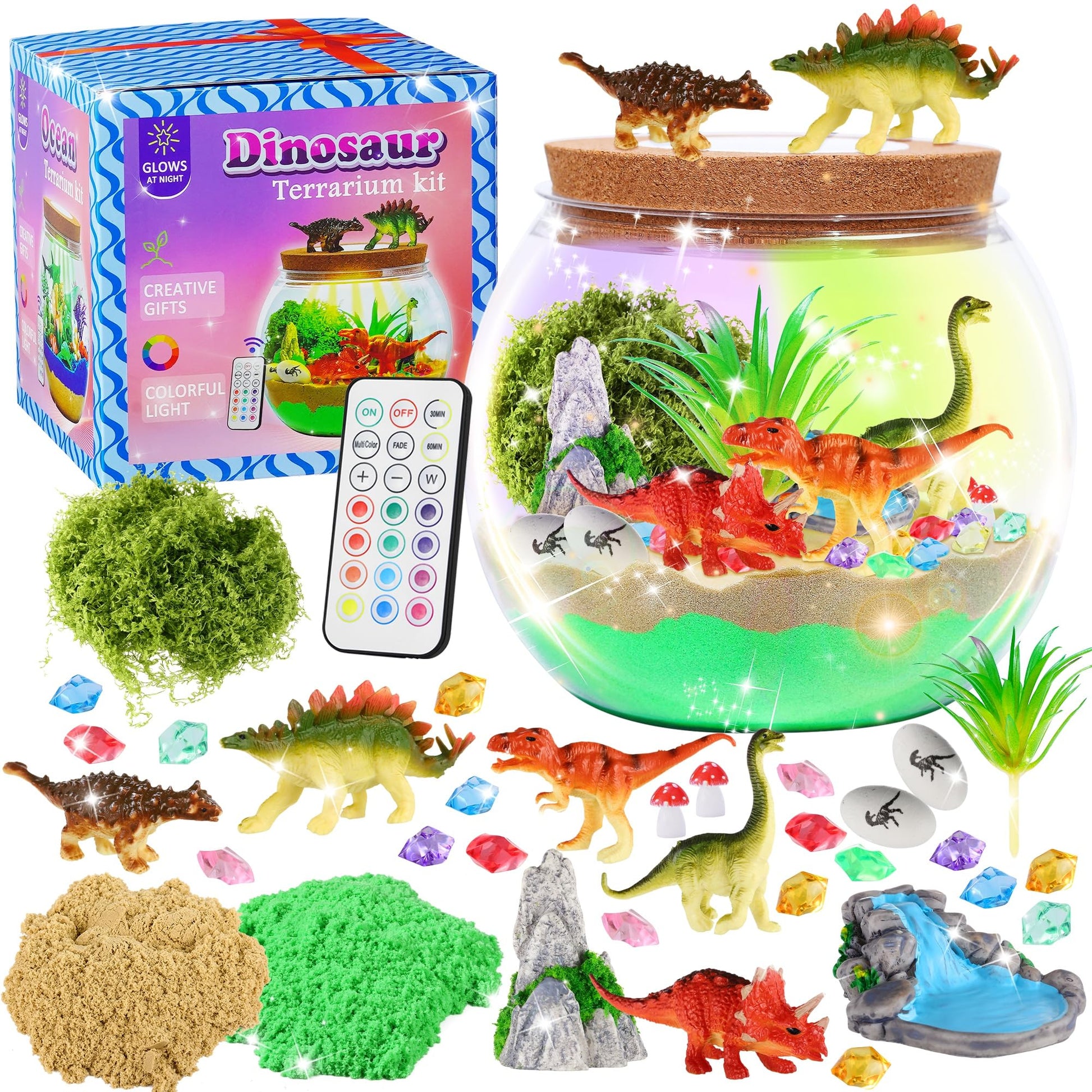 Gifmore Ocean Terrarium Kit for Kids with LED Night Light & Remote Control, Ocean Toys & Arts and Crafts for Girls & Boys Ages 4
