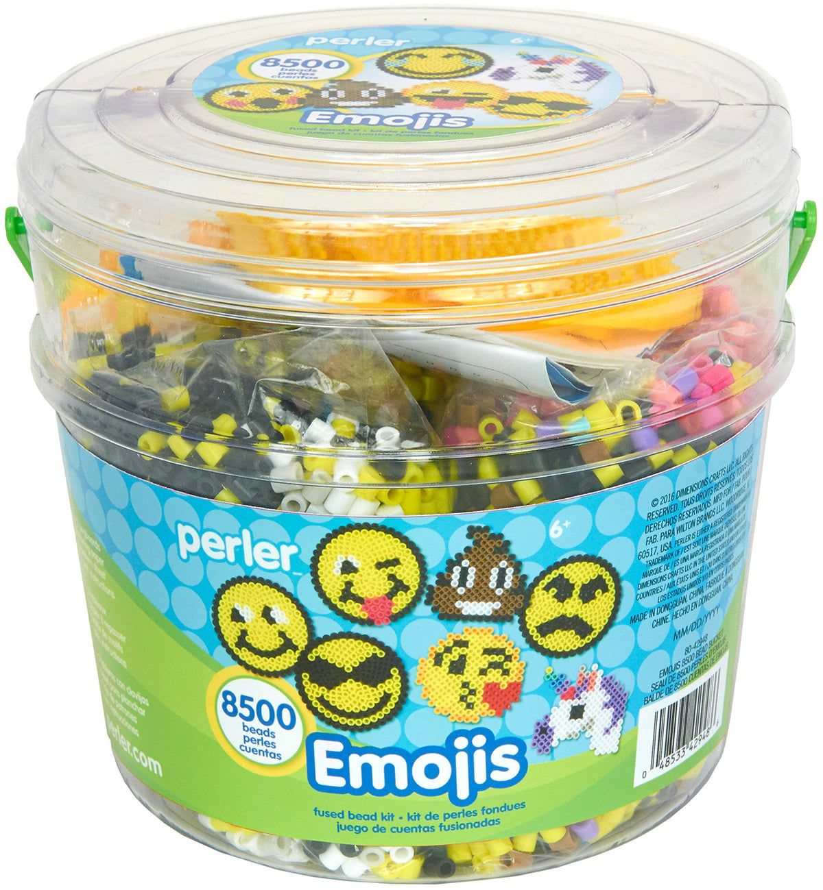 Perler Beads Emoji Bucket 8500pc, 6.5L x 6.5W x 6H, Small