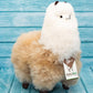 Baby Alpaca Fur Toy - Alpaca Figure - Soft and Cuddly Stuffed Animal (Beige and White  12 inches)