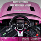 Enyopro 12V 7Ah Kids Electric Ride On Car, Licensed Dodge Charger Srt Hellcat, Battery Powered 4-Wheels Toy Car Electric Vehicle For Kids With Remote Control, 3 Speeds, Led Lights, Music (Pink)