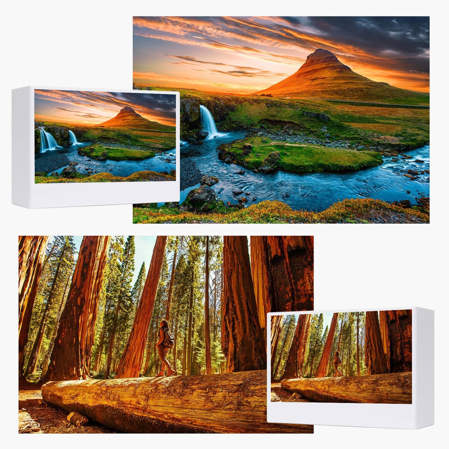 Jigsaw Puzzles For Adults, 2 Pack 1000 Pieces, Nature Landscape Mountain Scene National Park Challenging Puzzle Perfect For Family Activity Game Nights Gifts(Sequoia National Park & Kirkjufell)