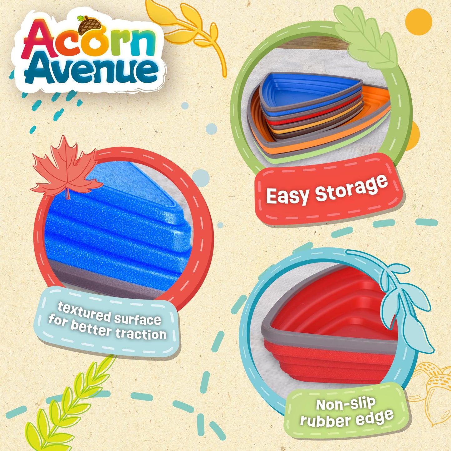 Balance Stepping Stones For Kids - Durable Non-Slip Stones Encourage Toddler Balance & Gross Motor Skills, Indoor & Outdoor Toys