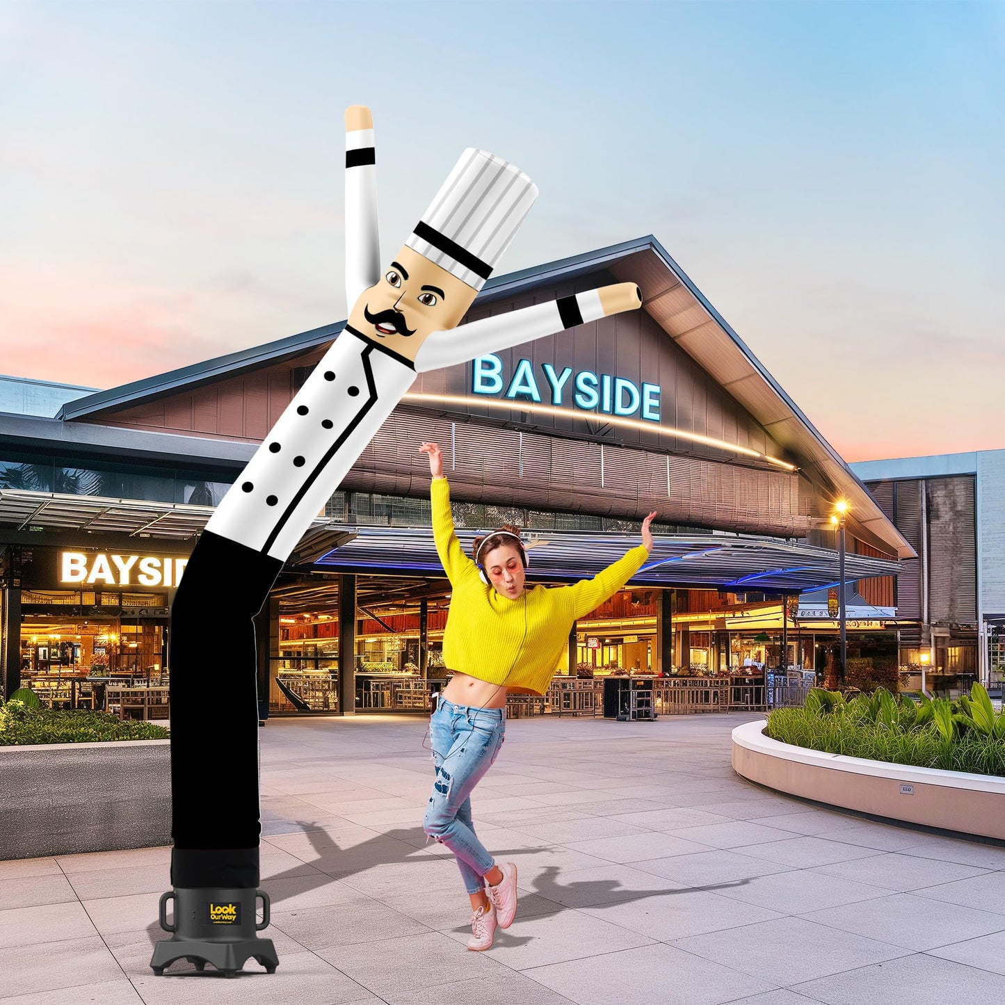 LookOurWay Air Dancers Inflatable Tube Man Attachment - 10 Feet Tall Wacky Waving Inflatable Dancing Tube Guy for Business Promotion - Blower Not Included - Restaurant and Food Themed - Chef