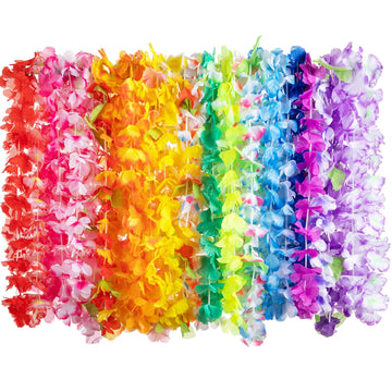 Joyin 120 Counts Hawaiian Leis Bulk, Colorful Tropical Flower Leis For Kids Adults Hawaiian Beach Luau Party Favors Decorations