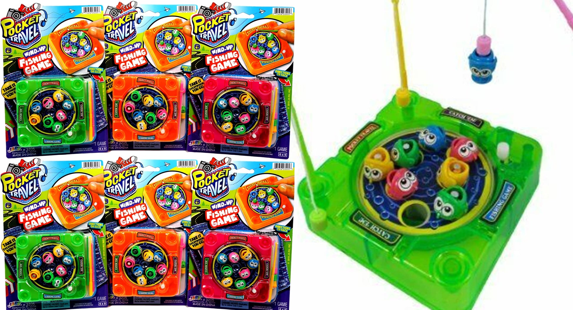 Ja-Ru Pocket Travel Magnetic Fishing Game (6 Toys) Classic Rotating Mini Family Board Games For Kids. Preschool Educational Game
