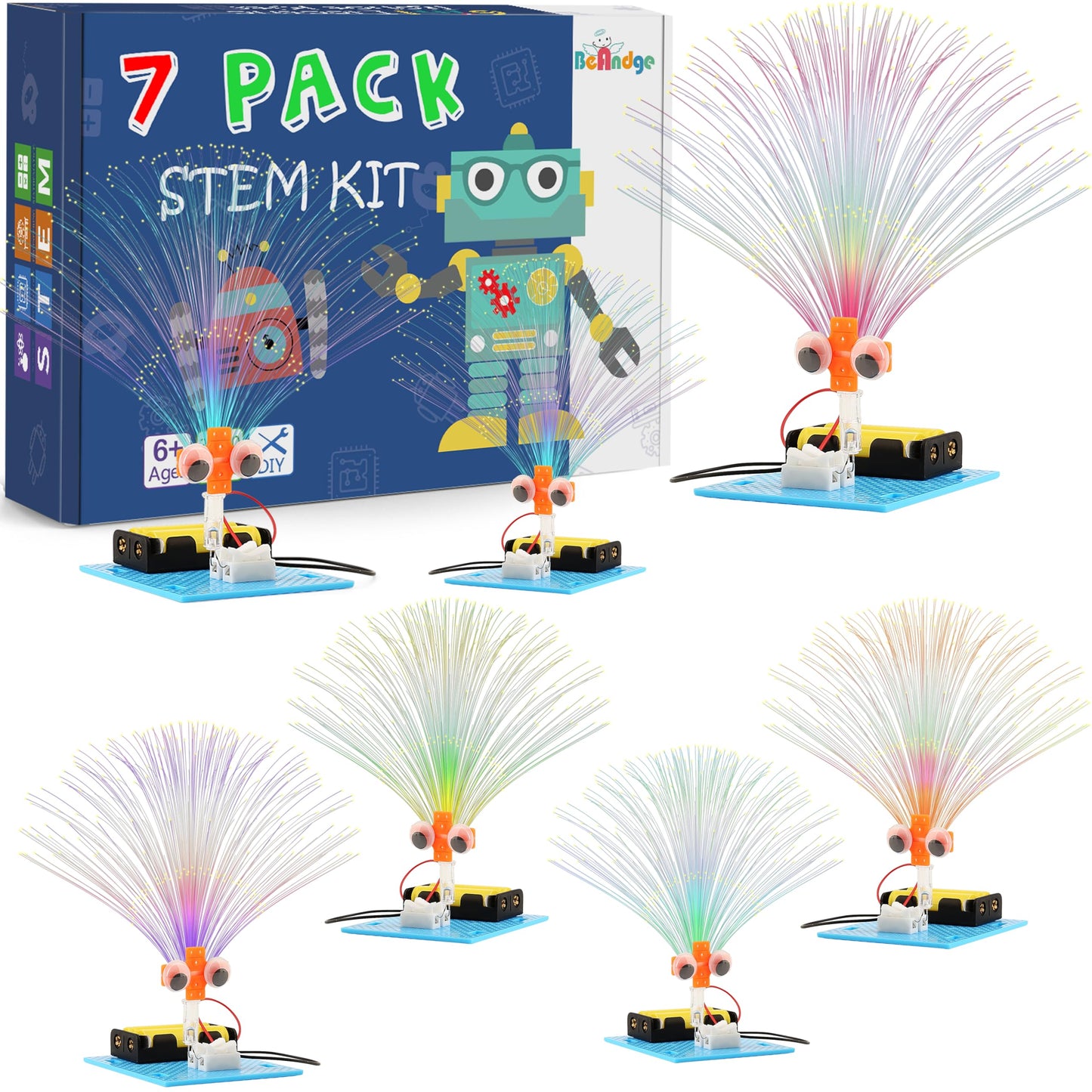 7 Set Bulk Stem Kit Individual Craft Kits For Kids, Science Projects Crafts Group Activity, Light Experiments Circuit Toys, Fun Fiber Optic Steam Activities For Boys Girls Ages 6-8 8-12 6 8 10 Year