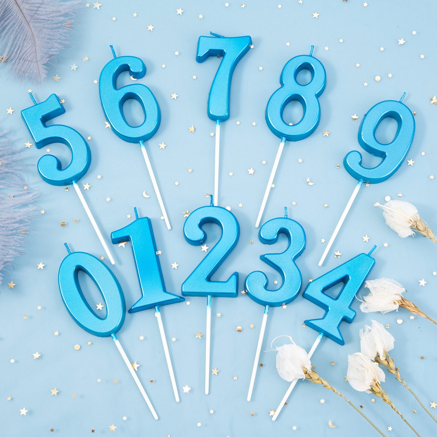 PHD CAKE 2.76 Inch Modern Blue 7 Number Birthday Candles, Blue Number Candles, Cake Number Candles, Party Celebration